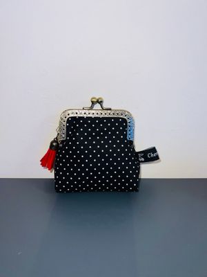 ​PORTE MONNAIE VINTAGE "NOIRS PETITS POIS BLANCS"