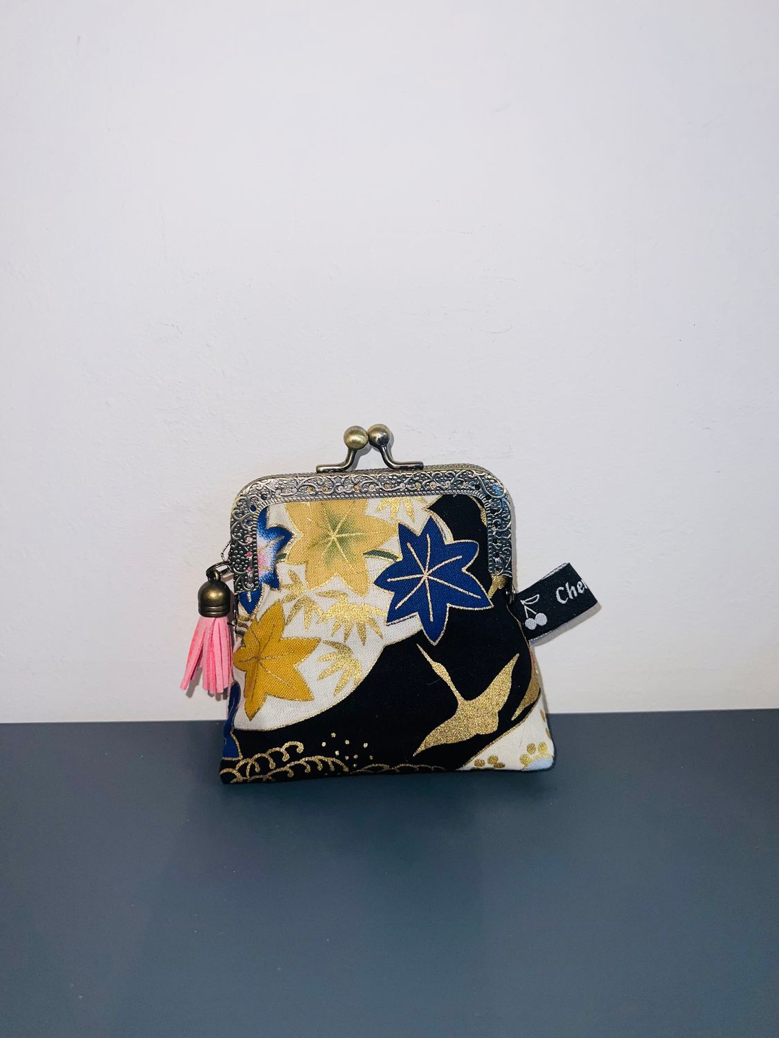 ​PORTE MONNAIE VINTAGE "HÉRON ROSE"