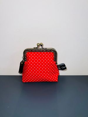 ​PORTE MONNAIE VINTAGE "ROUGE PETITS POIS BLANCS "