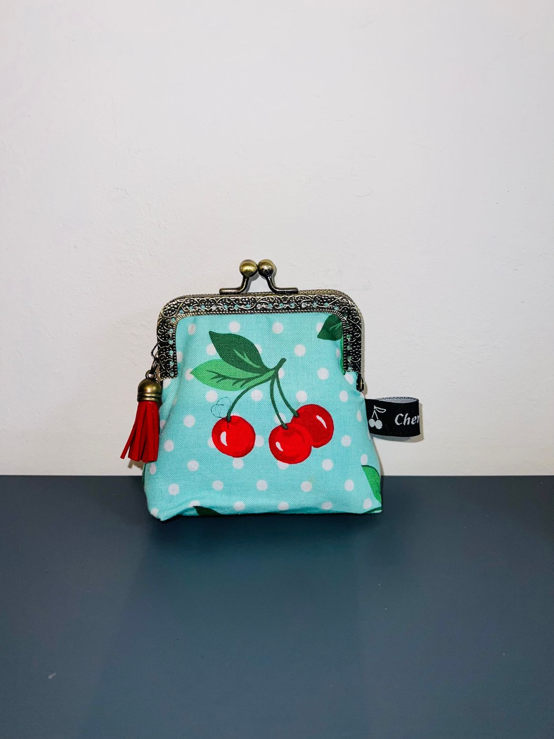 ​PORTE MONNAIE VINTAGE "CHERRY TURQUOISE"