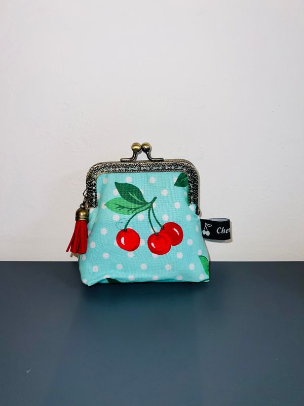 ​PORTE MONNAIE VINTAGE "CHERRY TURQUOISE"