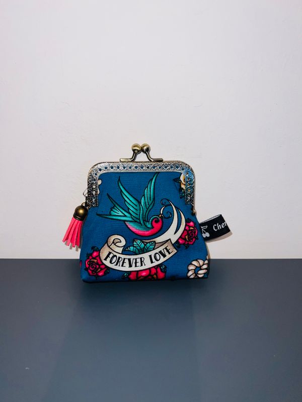 ​PORTE MONNAIE VINTAGE "SAILOR TATTOO BLEU"
