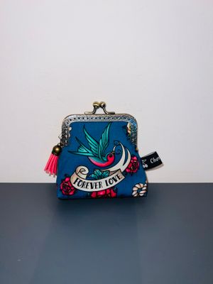 ​PORTE MONNAIE VINTAGE "SAILOR TATTOO BLEU"