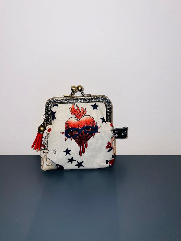​PORTE MONNAIE VINTAGE "TATTOO AMOR CRÈME"