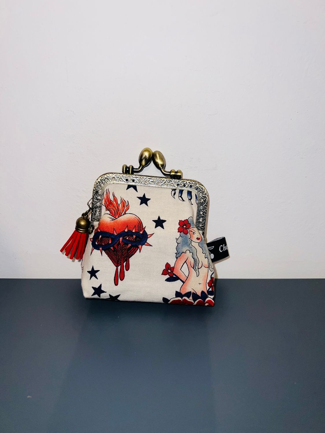 ​PORTE MONNAIE VINTAGE "TATTOO AMOR CRÈME 2"