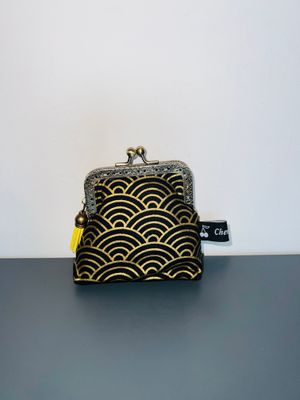 ​PORTE MONNAIE VINTAGE "SEIGAIHA FOND NOIR"