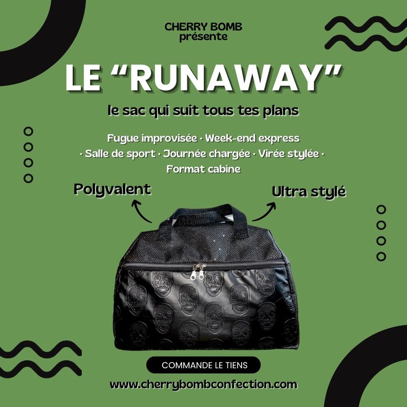 SAC "RUNAWAY" Noir TÊTE DE MORT / PAILLETTES (dispo)