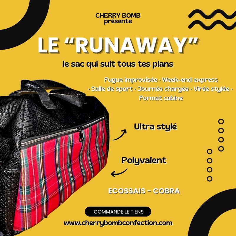 SAC "RUNAWAY" ÉCOSSAIS / COBRA NOIR (dispo)