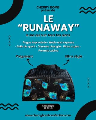 SAC "RUNAWAY" PLUMES DE PAON/Simili TRESSE (dispo)