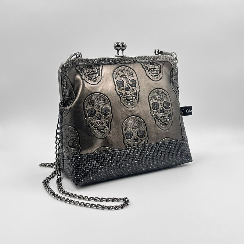 ​PETIT SAC A MAIN VINTAGE "SKULL CAFÉ - PAILLETTES"