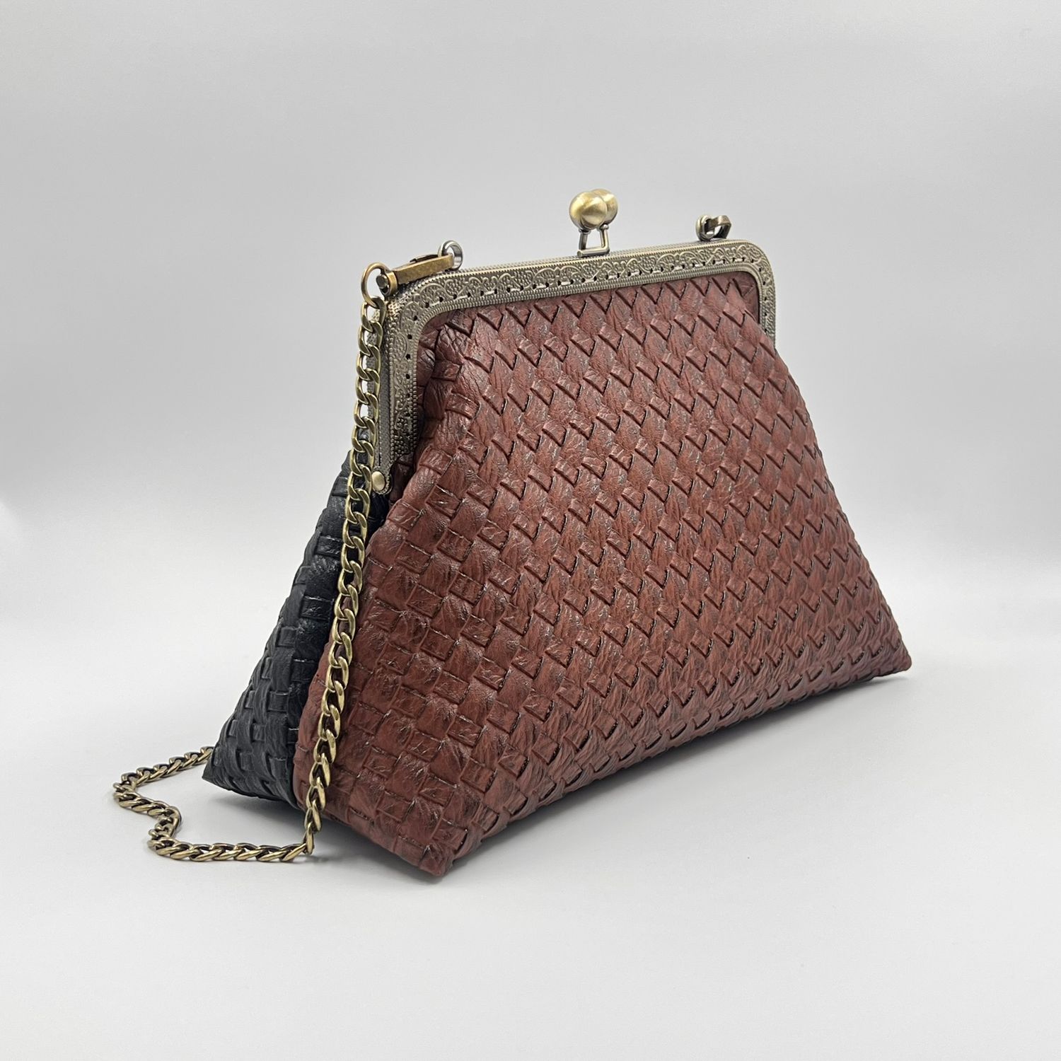 GRAND SAC A MAIN VINTAGE GRAND SAC A MAIN VINTAGE "MARRON TRESSÉ - MARRON PAILLETTES"