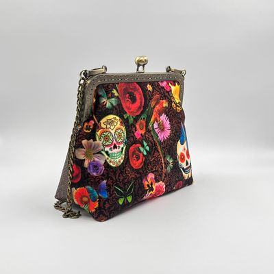 PETIT SAC A MAIN VINTAGE PETIT SAC A MAIN VINTAGE "SKULL VELOURS - MARRON PAILLETTES"