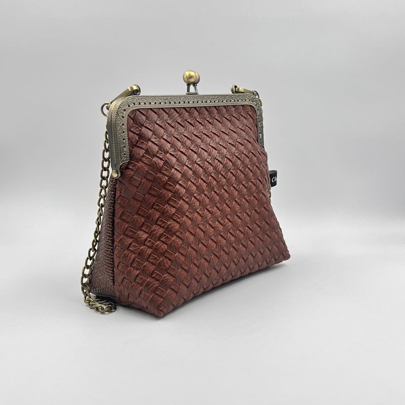 ​PETIT SAC A MAIN VINTAGE "MARRON TRESSÉ - MARRON PAILLETTES"