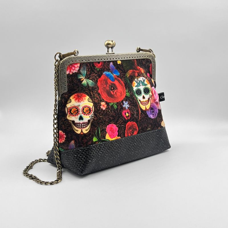 ​PETIT SAC A MAIN VINTAGE "SKULL VELOURS - PAILETTES"