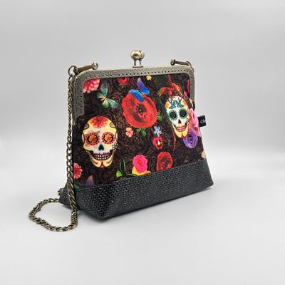 ​PETIT SAC A MAIN VINTAGE "SKULL VELOURS - PAILETTES"