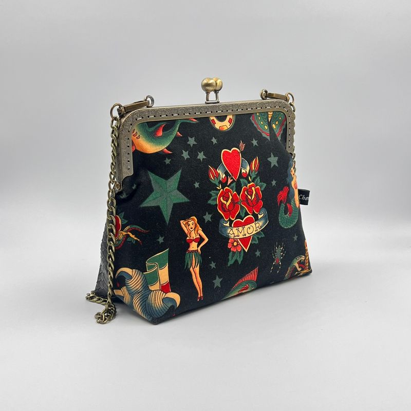 ​PETIT SAC A MAIN VINTAGE "TATTOO AMOR BLACK - COBRA"