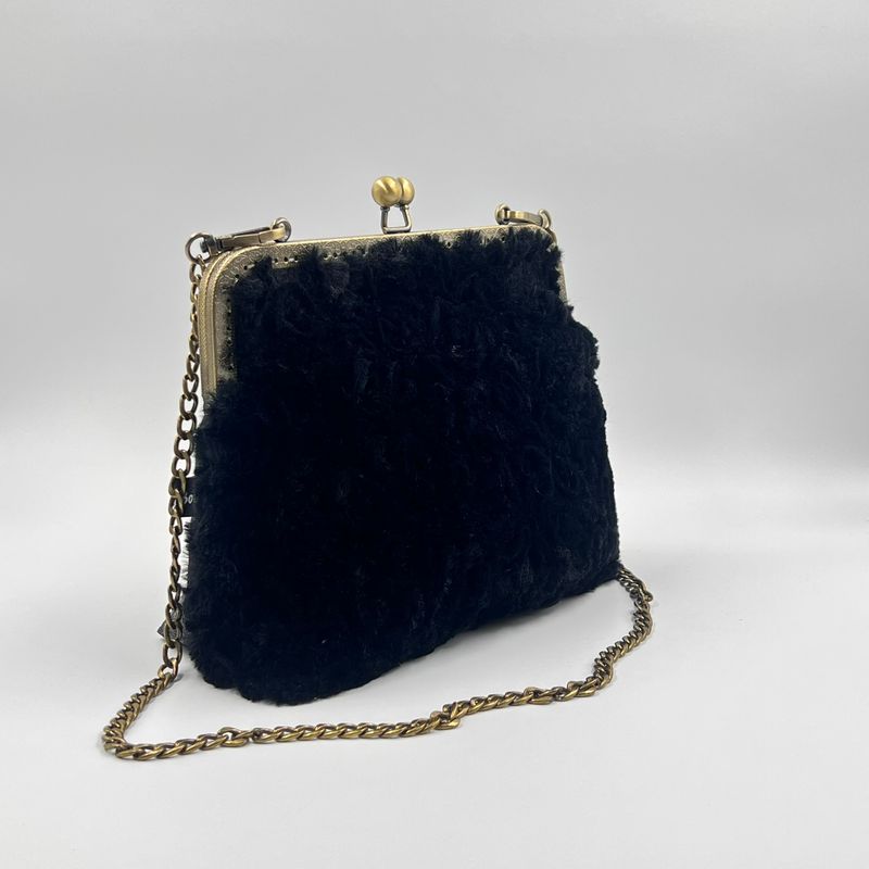 ​PETIT SAC A MAIN VINTAGE "GLAMOUR" MI-FOURRURE MI-ROCK PAILLETTES