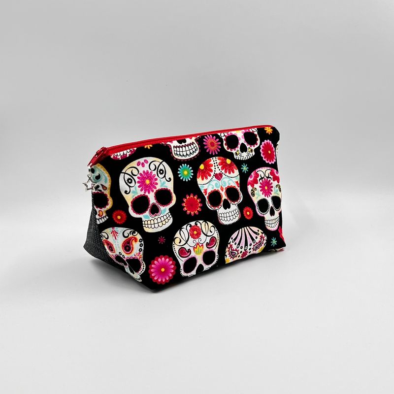 PETITE TROUSSE DE TOILETTE "TÊTES DE MORT MEXICAINES - PAILLETTES"