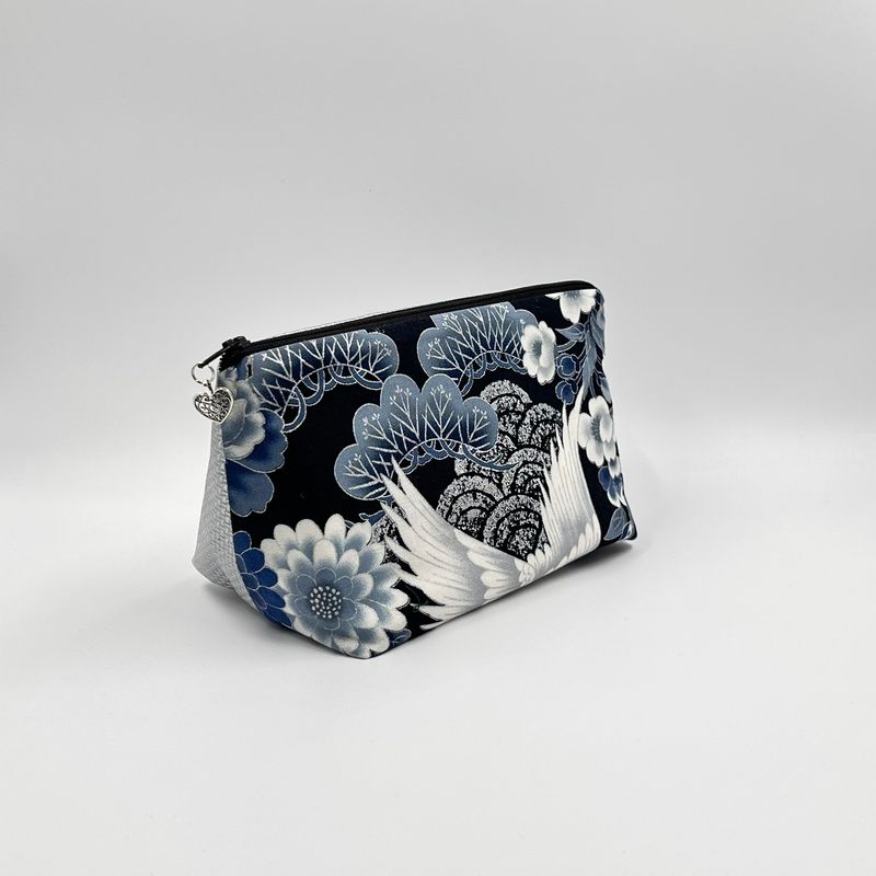 PETITE TROUSSE DE TOILETTE "GRUE BLEU - ARGENT"