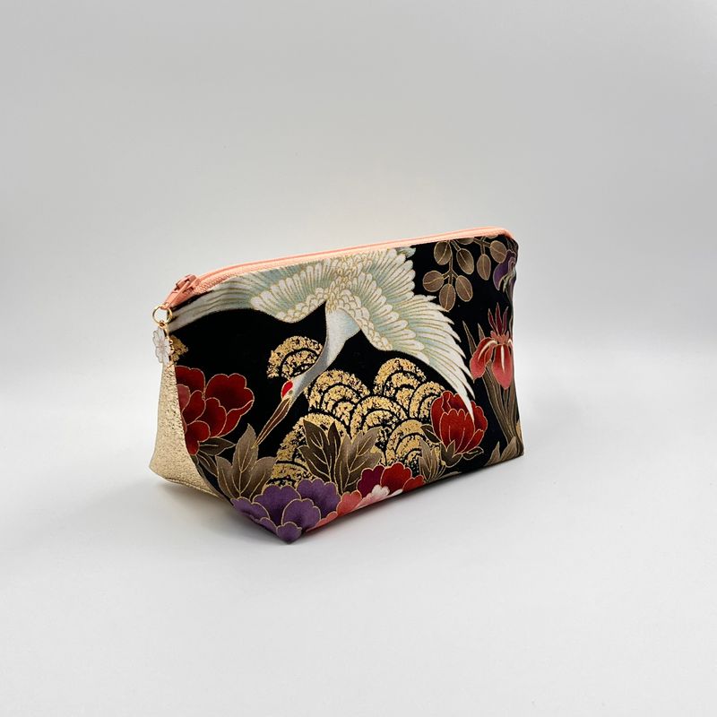 PETITE TROUSSE DE TOILETTE "GRUE CORAIL - OR"