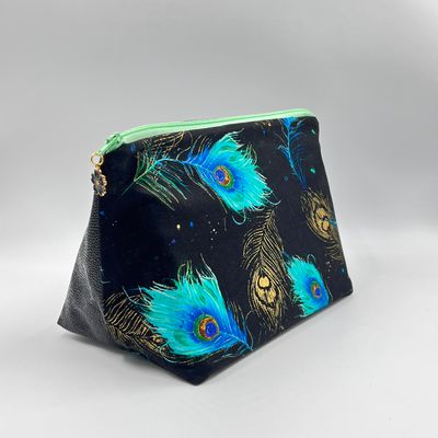 MOYENNE TROUSSE DE TOILETTE "PLUMES DE PAON - BUBBLE"