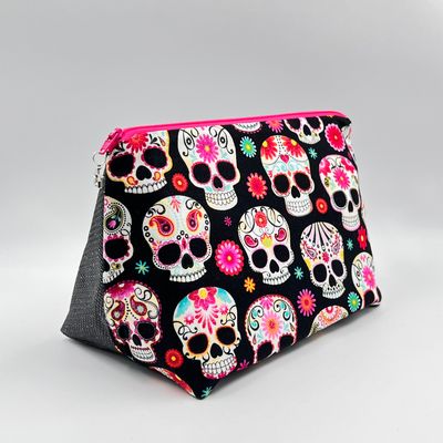 MOYENNE TROUSSE DE TOILETTE MOYENNE TROUSSE DE TOILETTE "TÊTE DE MORT MEXICAINE - PAILLETTES"