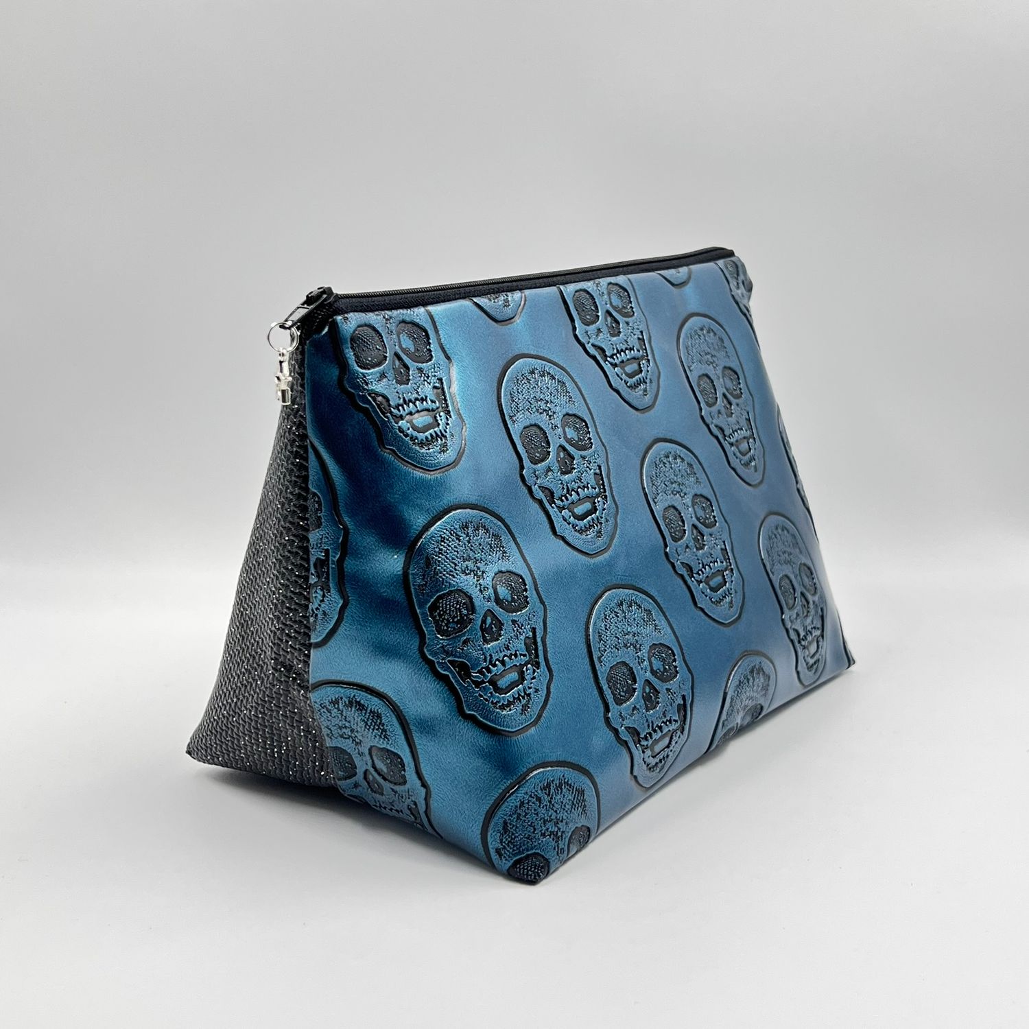 MOYENNE TROUSSE DE TOILETTE "SKULL BLEU - PAILLETTES"