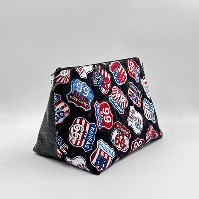 MOYENNE TROUSSE DE TOILETTE "ROUTE 66 - CARBONE"