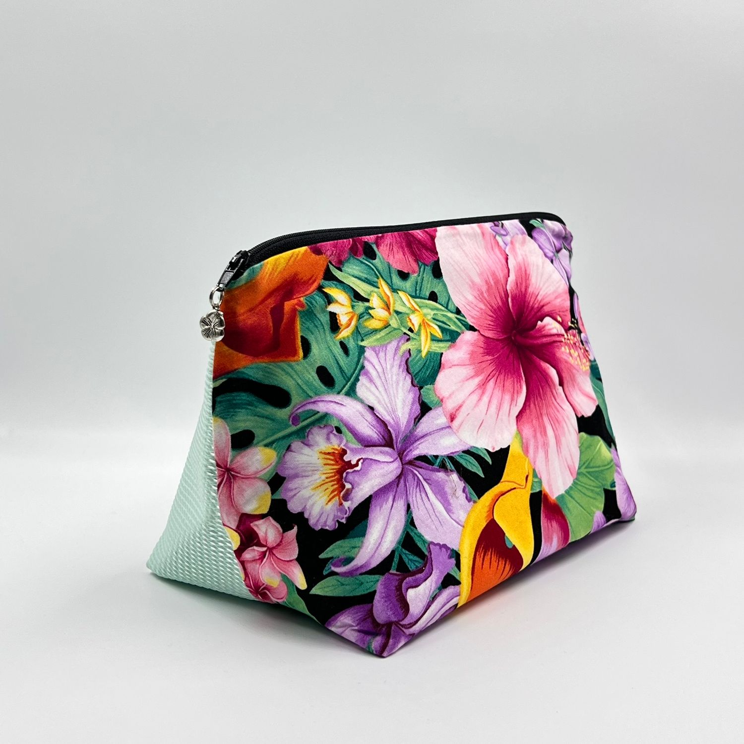 MOYENNE TROUSSE DE TOILETTE MOYENNE TROUSSE DE TOILETTE "FLEURS TROPICALES - VERT"