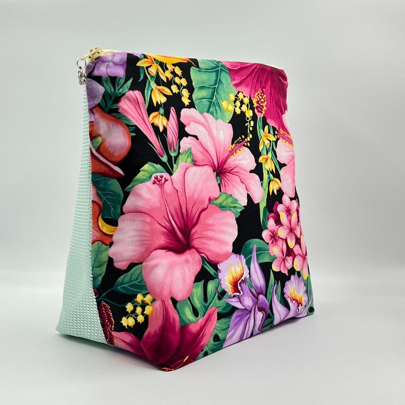 GRANDE TROUSSE DE TOILETTE "FLEURS TROPICALES - VERT"