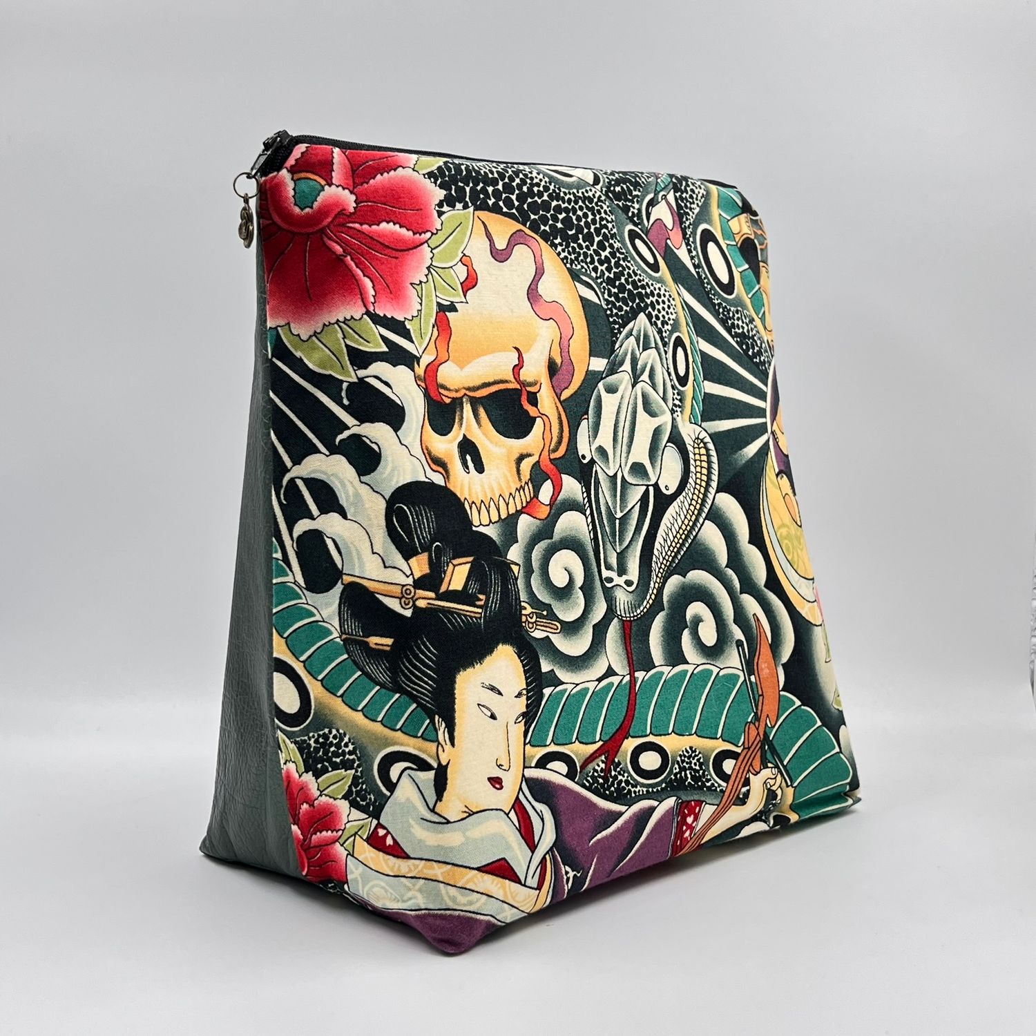 GRANDE TROUSSE DE TOILETTE "GEISHA SKULL - VERT BRILLANT"