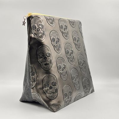 GRANDE TROUSSE DE TOILETTE "SKULL MARRON - PAILLETTES"