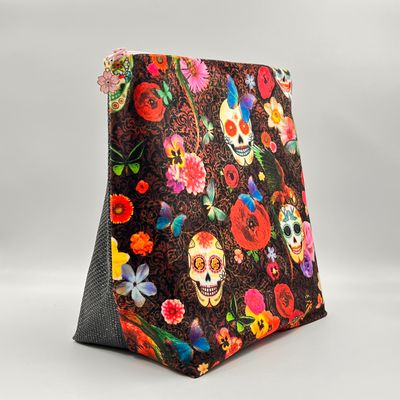 GRANDE TROUSSE DE TOILETTE "SKULL VELOURS - PAILLETTES"