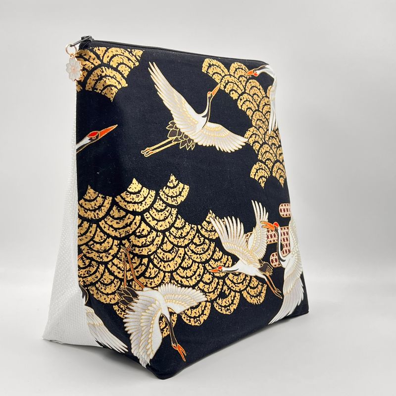 GRANDE TROUSSE DE TOILETTE "GRUE OR - PAILLETTES"