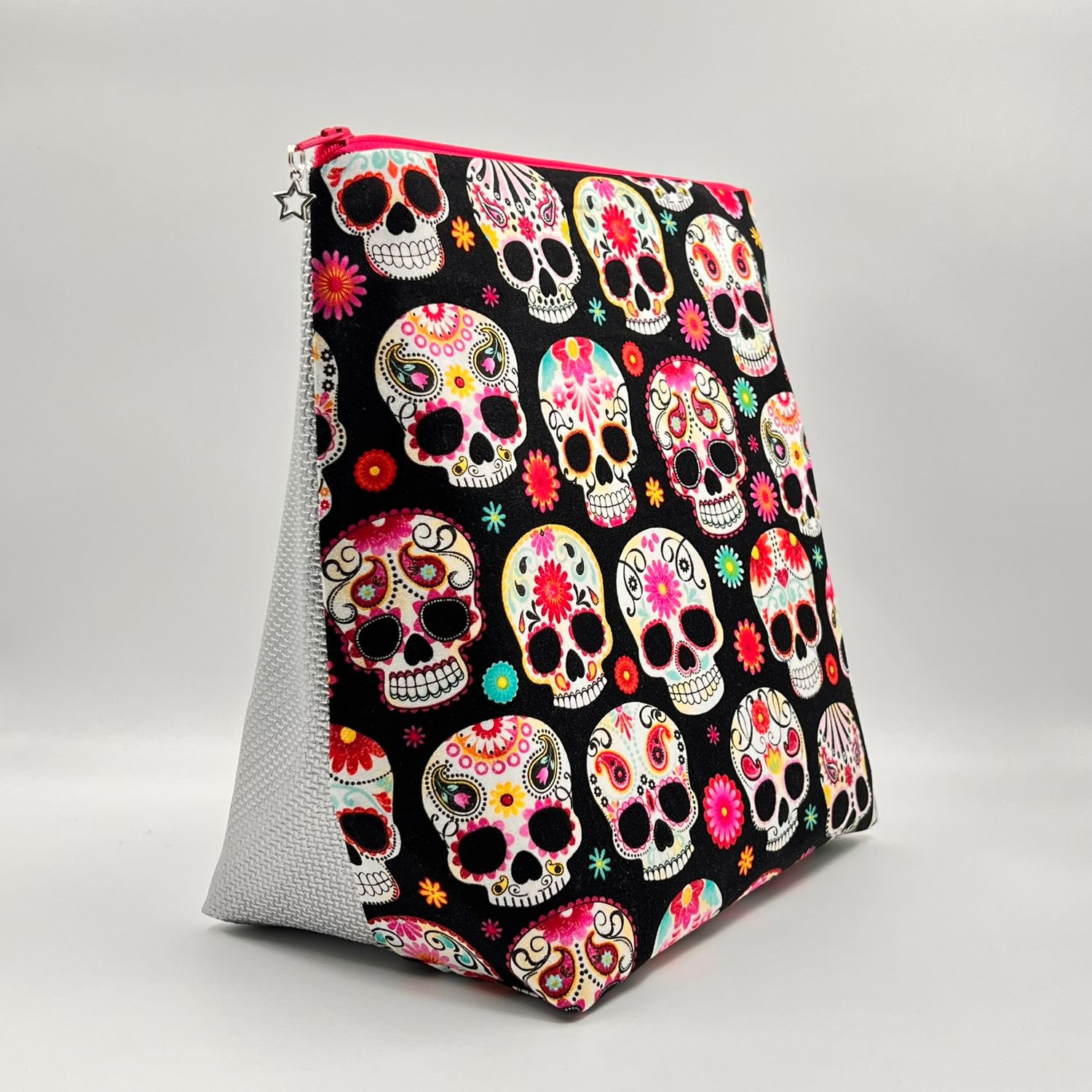 GRANDE TROUSSE DE TOILETTE "TÊTE DE MORT MEXICAINES - CARBONE ARGENT"