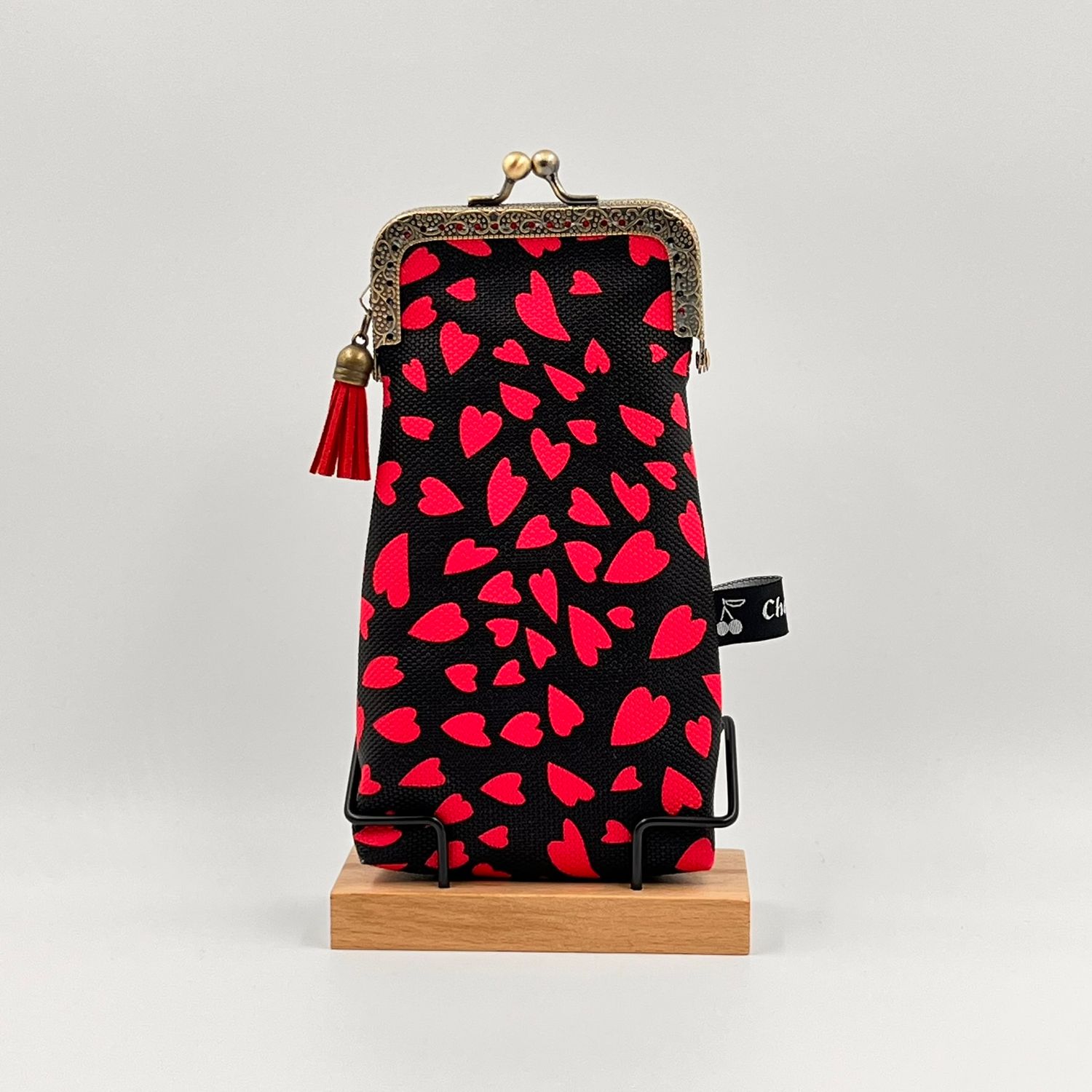 ETUI A LUNETTES VINTAGE "COEURS - PAILLETTES"