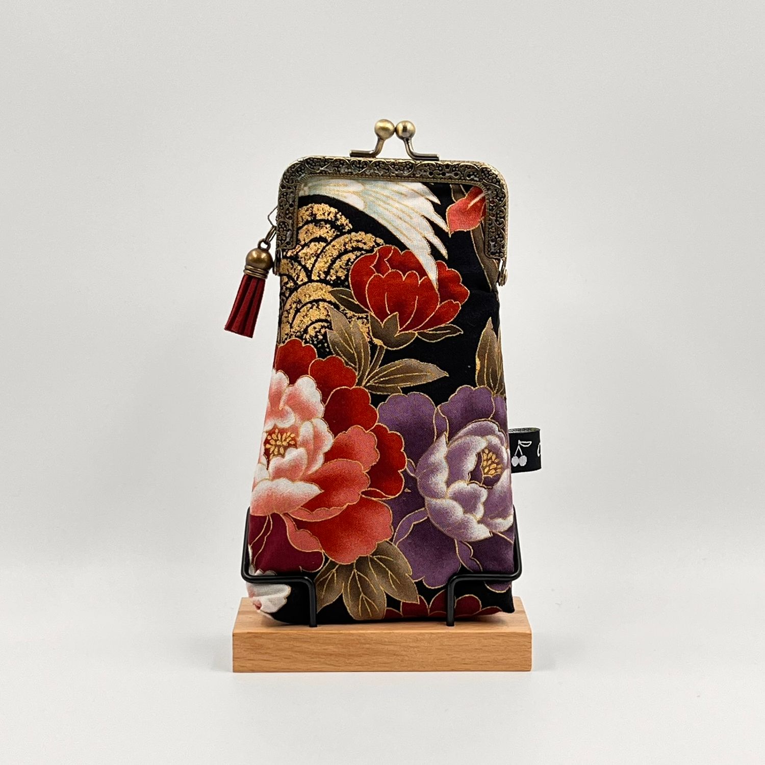 ETUI A LUNETTES VINTAGE "GRUE CORAIL - PAILLETTES"