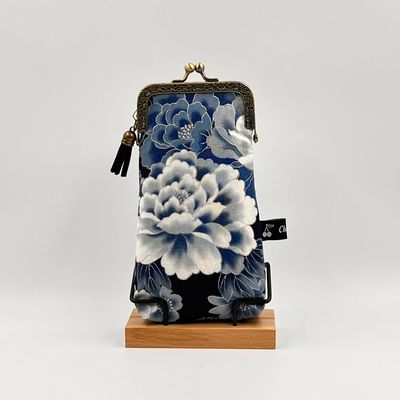 ETUI A LUNETTES VINTAGE "HERON BLEU - ARGENT"