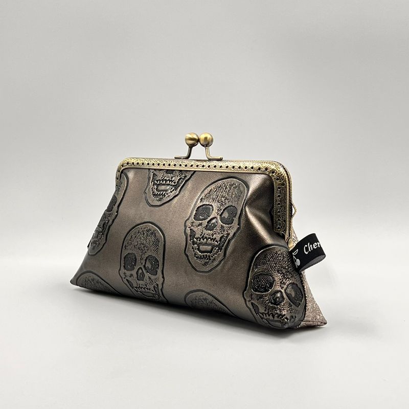GRAND PORTE MONNAIE VINTAGE GRAND PORTE MONNAIE VINTAGE "SKULL MARRON - ROCK TAUPE"