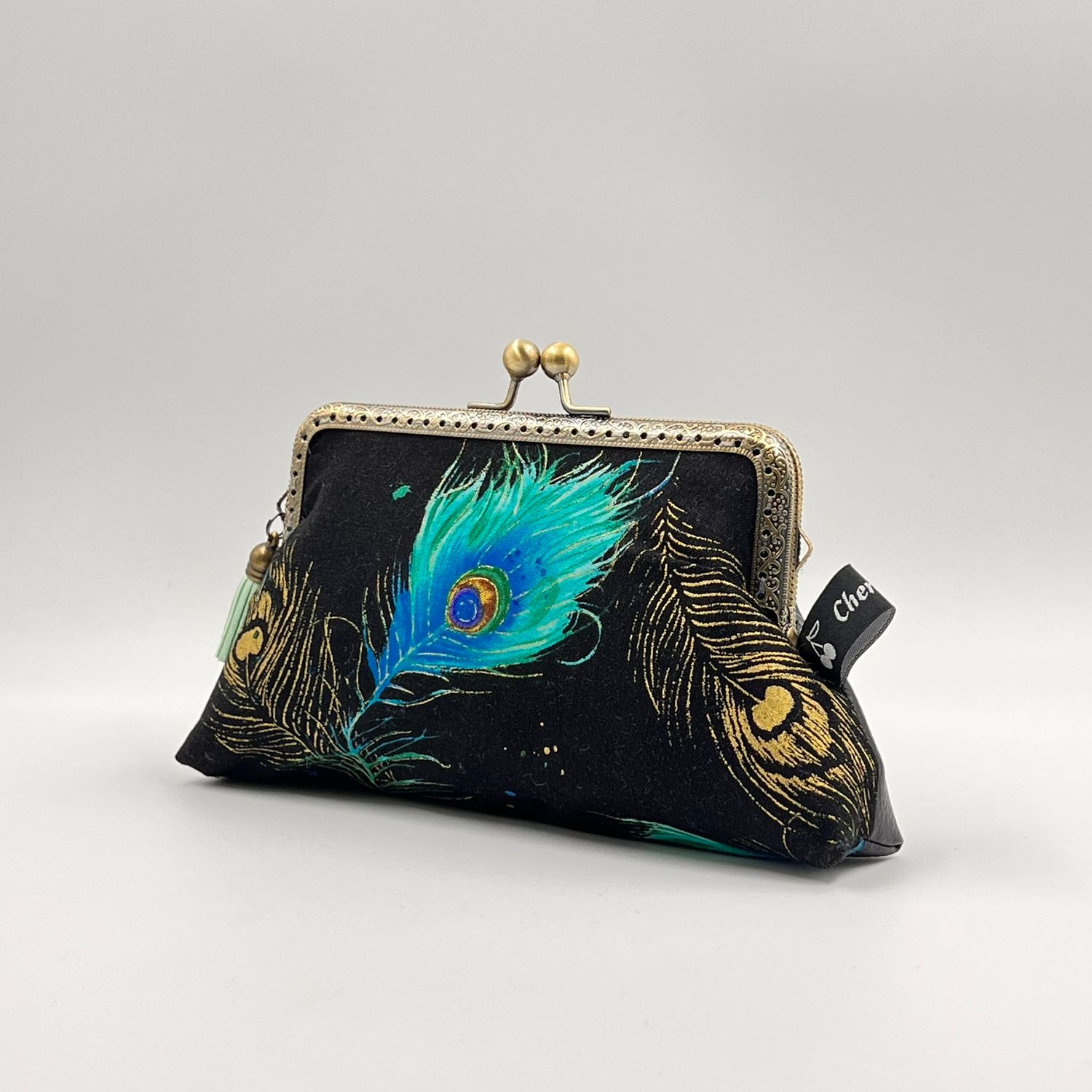 GRAND ​PORTE MONNAIE VINTAGE "PLUME DE PAON - BUBBLE"