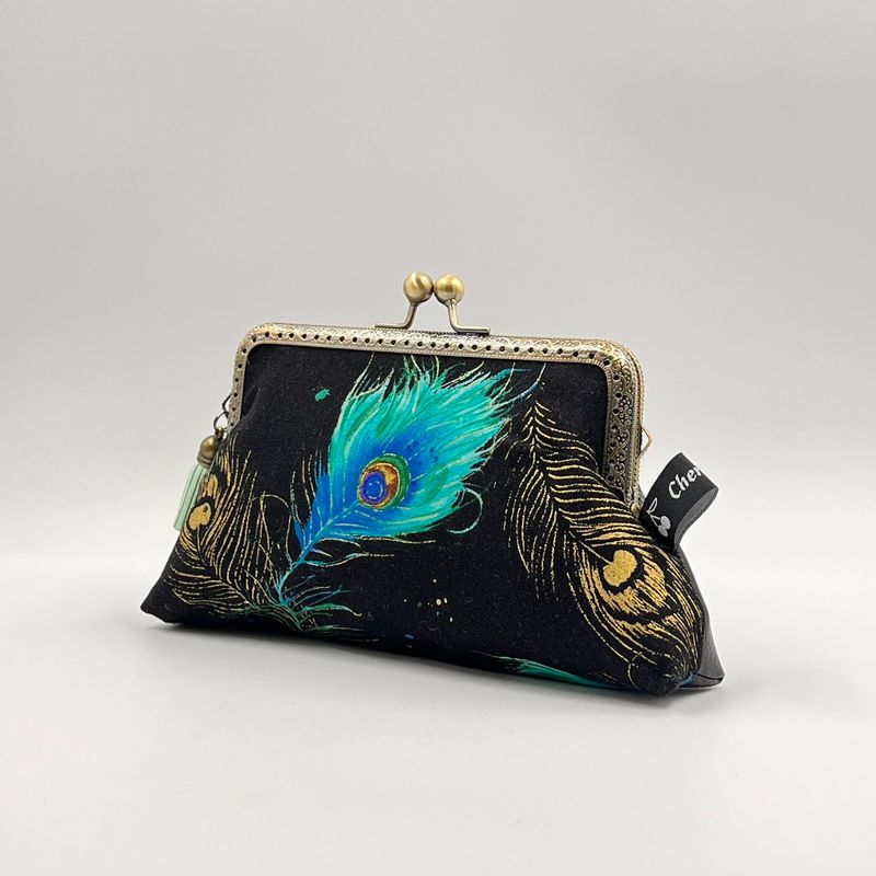 GRAND PORTE MONNAIE VINTAGE GRAND PORTE MONNAIE VINTAGE "PLUME DE PAON - BUBBLE"