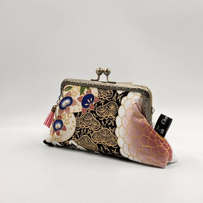 GRAND PORTE MONNAIE VINTAGE GRAND PORTE MONNAIE VINTAGE "FLEURS JAPONAISES ROSES - PAILLETTES"