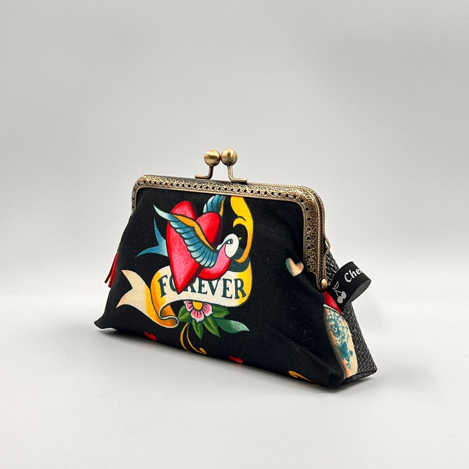 GRAND ​PORTE MONNAIE VINTAGE "FOREVER TATTOO - PAILLETTES"