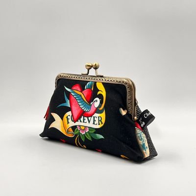 GRAND ​PORTE MONNAIE VINTAGE "FOREVER TATTOO - PAILLETTES"