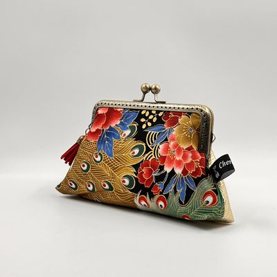 GRAND PORTE MONNAIE VINTAGE GRAND PORTE MONNAIE VINTAGE "PAON DORÉ ROUGE - OR"