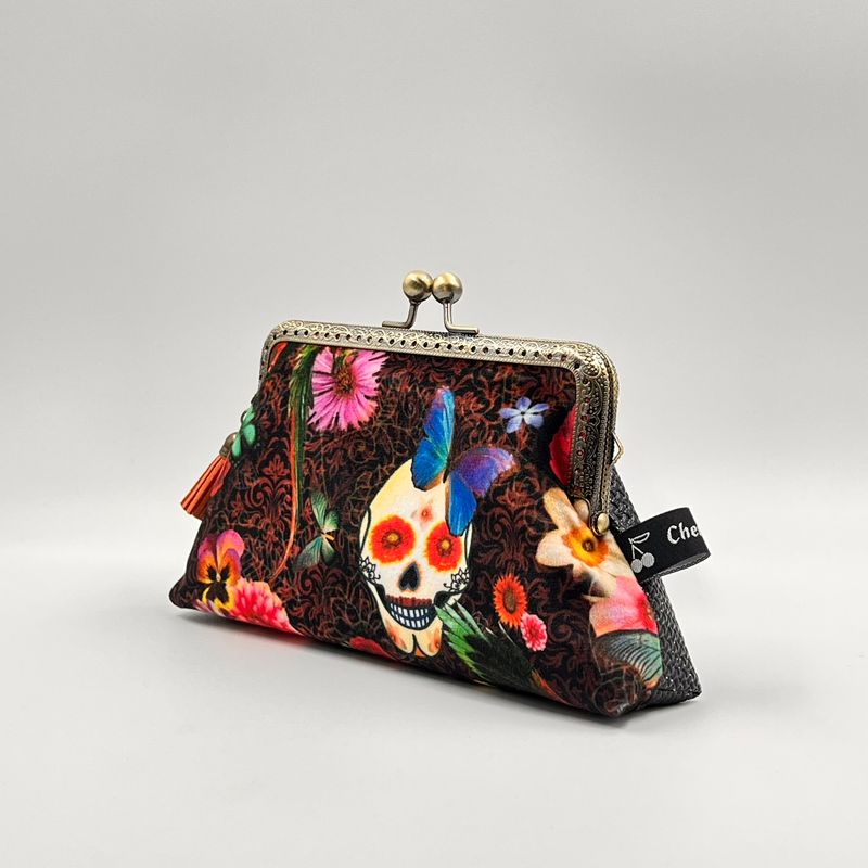 GRAND PORTE MONNAIE VINTAGE GRAND PORTE MONNAIE VINTAGE "SKULL VELOURS - PAILLETTES"