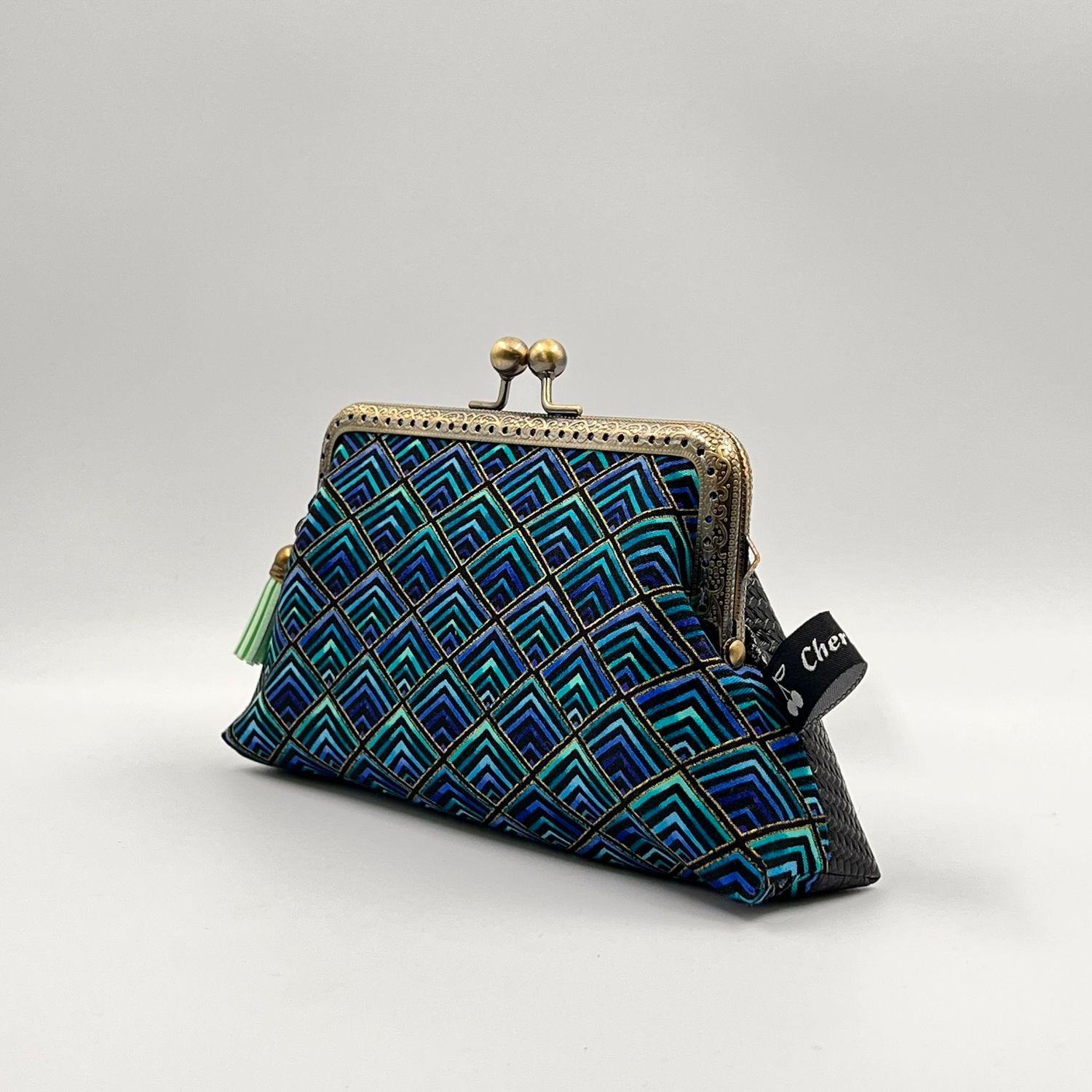 GRAND ​PORTE MONNAIE VINTAGE "ART DÉCO - CARBONE"