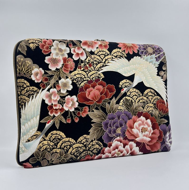 HOUSSE 13 POUCES "GRUE CORAIL - PAILLETTES"