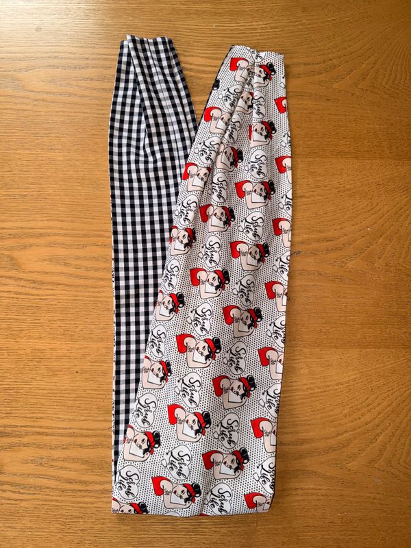 ? BANDEAU FIL DE FER bicolore "PIN-UP TATTOO/VICHY NOIR ET BLANC"
