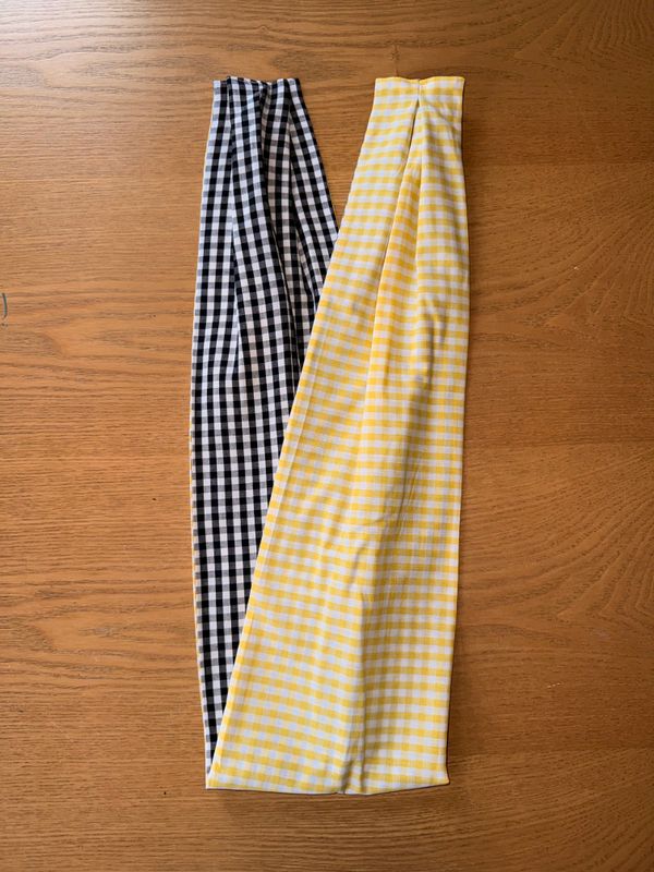 ? BANDEAU FIL DE FER bicolore "VICHY JAUNE/VICHY NOIR ET BLANC"